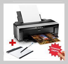 Ink Jet Printer EPSON Stylus Photo R2000 + Graphic Tablet Wacom CTH-480S-ENES