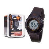 Digital Measuring Instruments CANYON CNS-SW9 CANYON Digital Compass Watch W/Water Resist, 16 Rotating Segment with Alarm And Chronograph, Black Top Ring, Black Pu Strap, Black/Orange, С опаковка (4.2cmx23cm)