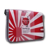 Carrying Case CANYON CNL-NB09J Bag CANYON Messenger for notebooks 15.6”, White/Grey with Red Rising Sun