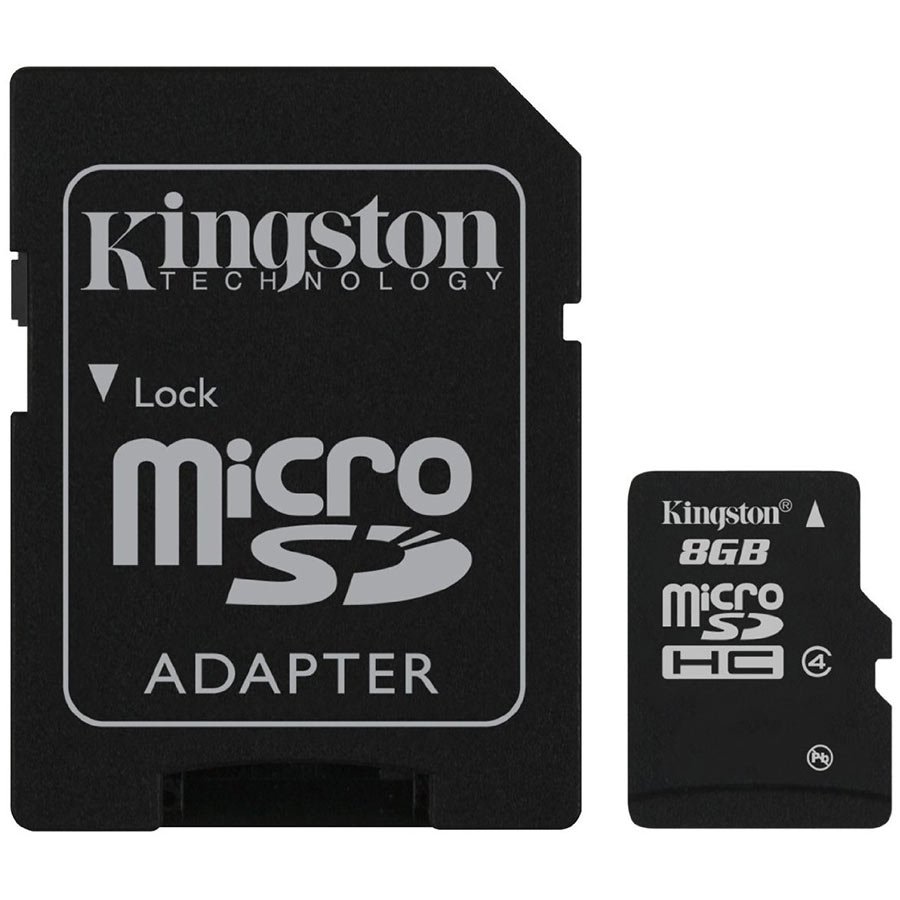 Memory ( flash cards ) KINGSTON SDC4/8GB Kingston 8GB microSDHC Class 4 Flash Card + SD Adapter, EAN: '740617128147