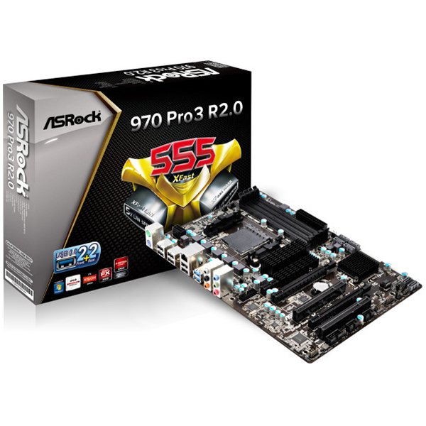 Main Board Desktop ASROCK 970_PRO3_R2.0 ASROCK Main Board Desktop AMD 970 (SAM3+, DDR3, SATA III,PS/2,USB2.0,USB3.0,Microphone-In,Audio Line-In,Audio Line-Out,LAN) ATX Retail