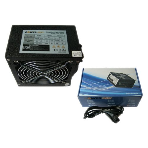 Power Supply Unit GOLDEN FIELD ATX-550W/POWERBOX/BLACKNICKEL ATX-550W [ ATX-550W Power Supply GOLDENFIELD AC 115/230V, 47/63Hz, DC 3.3/5/12V, 550W, Retail, 3XSATA conector, 2 x MOLEX, power cable incl., 1x120, Black Nickel, Efficiency 75%
