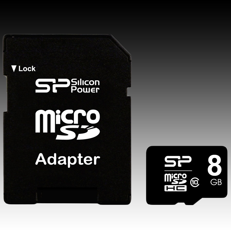 Memory ( flash cards ) SILICON POWER SP008GBSTH010V10-SP SILICON POWER Micro SDHC Card 8GB (Class 10) with SD Adapter