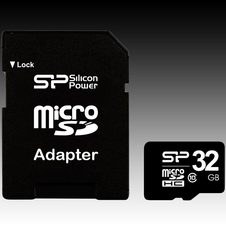 Memory ( flash cards ) SILICON POWER SP032GBSTH010V10-SP Silicon Power MicroSD/microSDHC 32GB (Class 10) with SD Adaptor