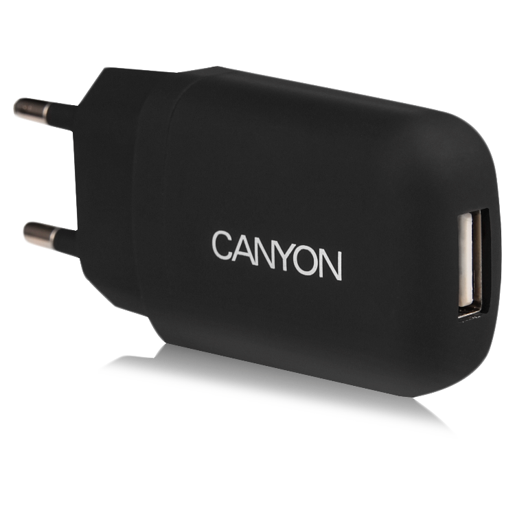 Power Adapter CANYON CNE-CHA11B Single USB Home Carger 1A (Color: Black)