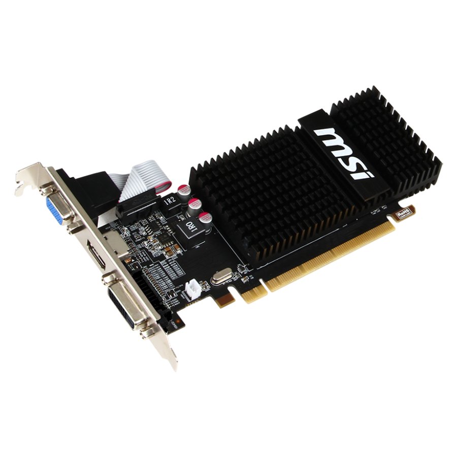 Video Card MSI R5_230_2GD3H_LP MSI Video Card AMD Radeon R5 230 GDDR3 2GB/64bit, 625MHz/1066MHz, PCI-E 2.1 x16, HDMI, DVI-D, VGA, Heatsink, Low-profile, Retail