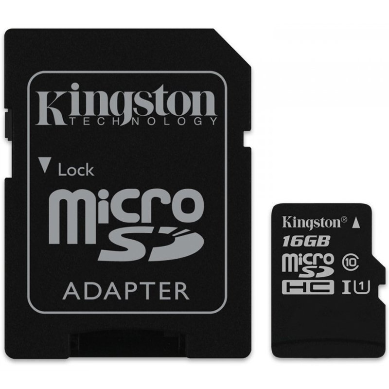 Memory ( flash cards ) KINGSTON SDC10G2/16GB Kingston 16GB microSDHC Class 10 UHS-I 45MB/s Read Card + SD Adapter, EAN: '740617245974