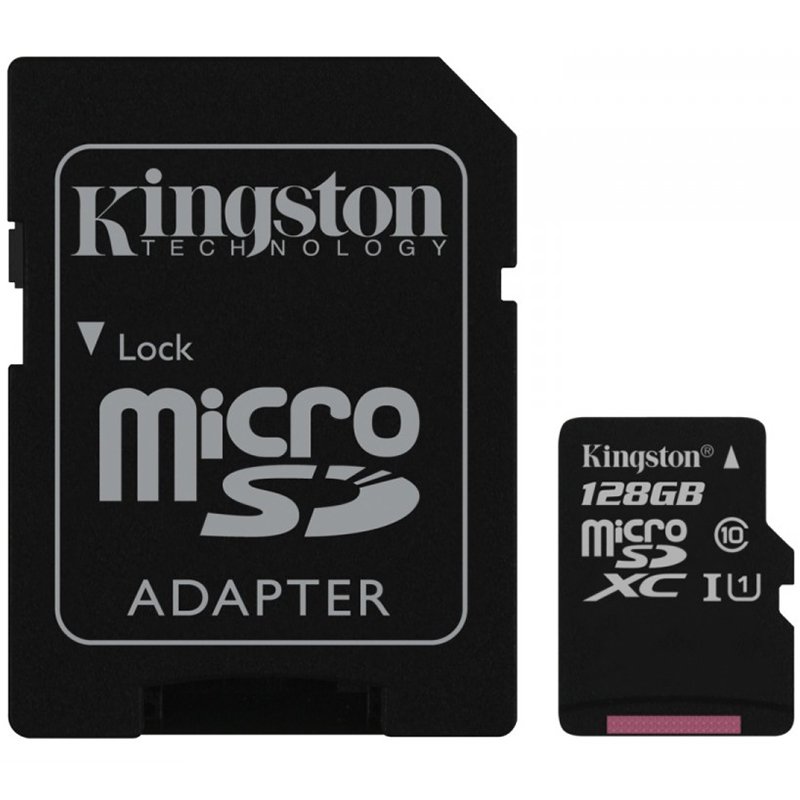 Memory ( flash cards ) KINGSTON SDC10G2/128GB Kingston 128GB microSDXC Class 10 UHS-I 45MB/s Read Card + SD Adapter, EAN: '740617246247