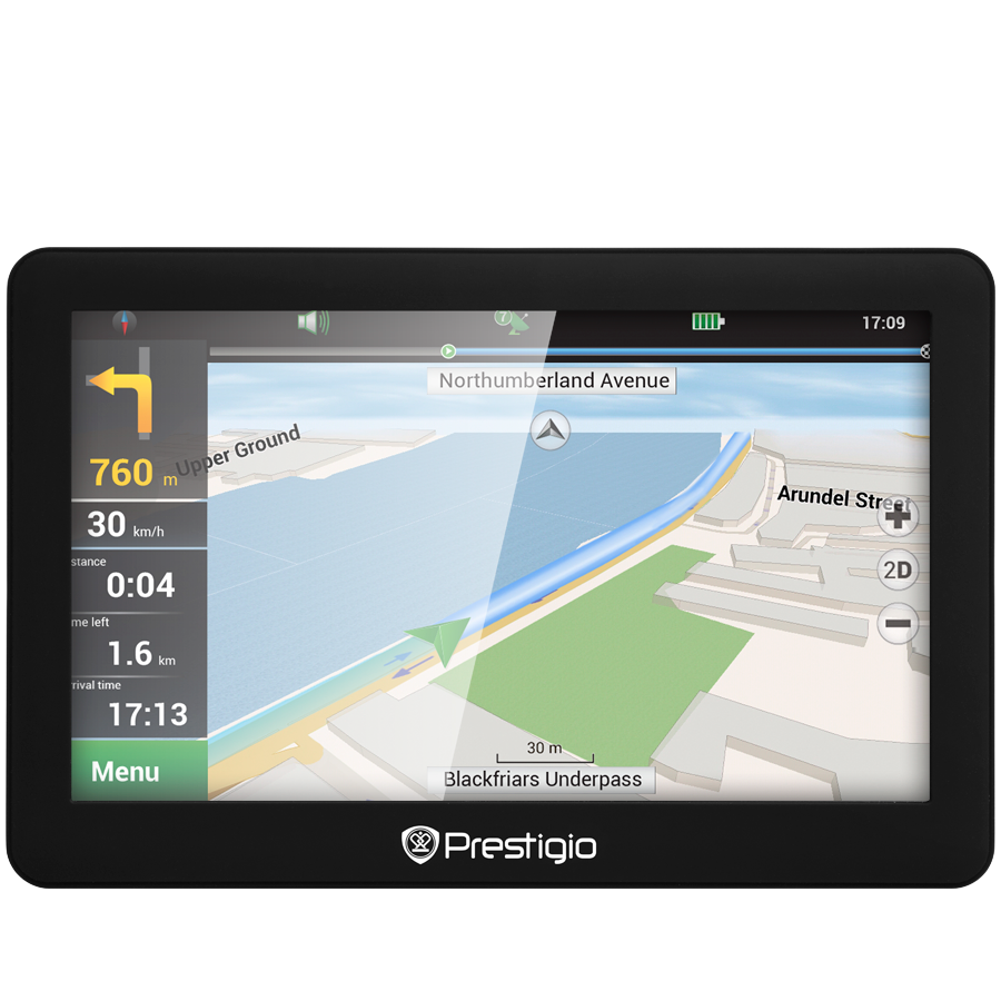 GPS Navigator PRESTIGIO PGPS5056EU20GBNV Prestigio GeoVision 5056 (5.0", TFT, 480х272, Win CE 6.0, CPU MSTAR 2531A 800 MHz, 128 MB RAM, 4 GB internal, 16 GB microSD card, FM, 950 mAh, Black, Plastic, Navitel navigation software, preinstalled maps of Full