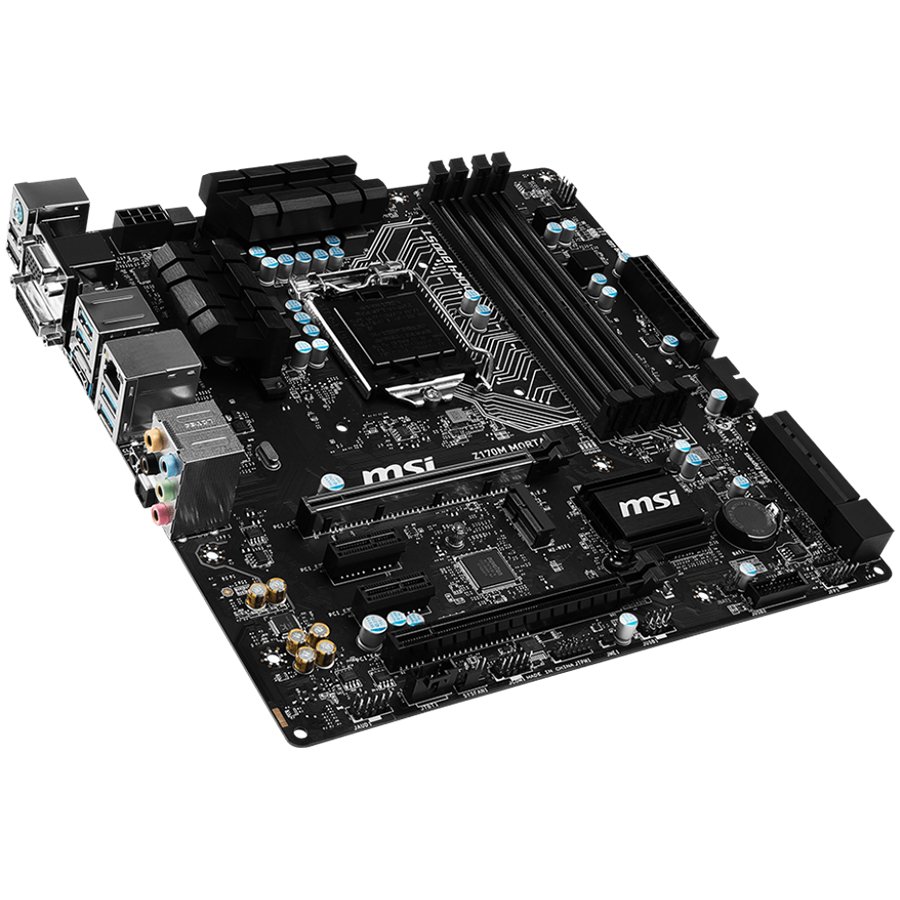 Main Board Desktop MSI Z170M_MORTAR MSI Main Board Desktop Z170 (S1151,4xDDR4,2xPCI-Ex16,2xPCI-Ex1, USB3.1,USB2.0,SATA III,Raid,M2,VGA,DVI,HDMI,GLAN) mATX Retail