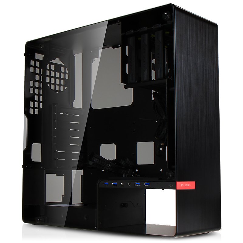 PC Chassis IN WIN 904.PLUS.BLACK Chassis In Win 904 Plus Mid Tower ATX 2mm/4mm Aluminum Tempered Glass,EX 5.25" x1, 3.5"/2.5"(D EZ-Swap) x3, 2.5" x2,USB 3.0x4,HD Audio,90mm Fan x1,140mm Fan x1, Water-Cooling Hole Ready, Black