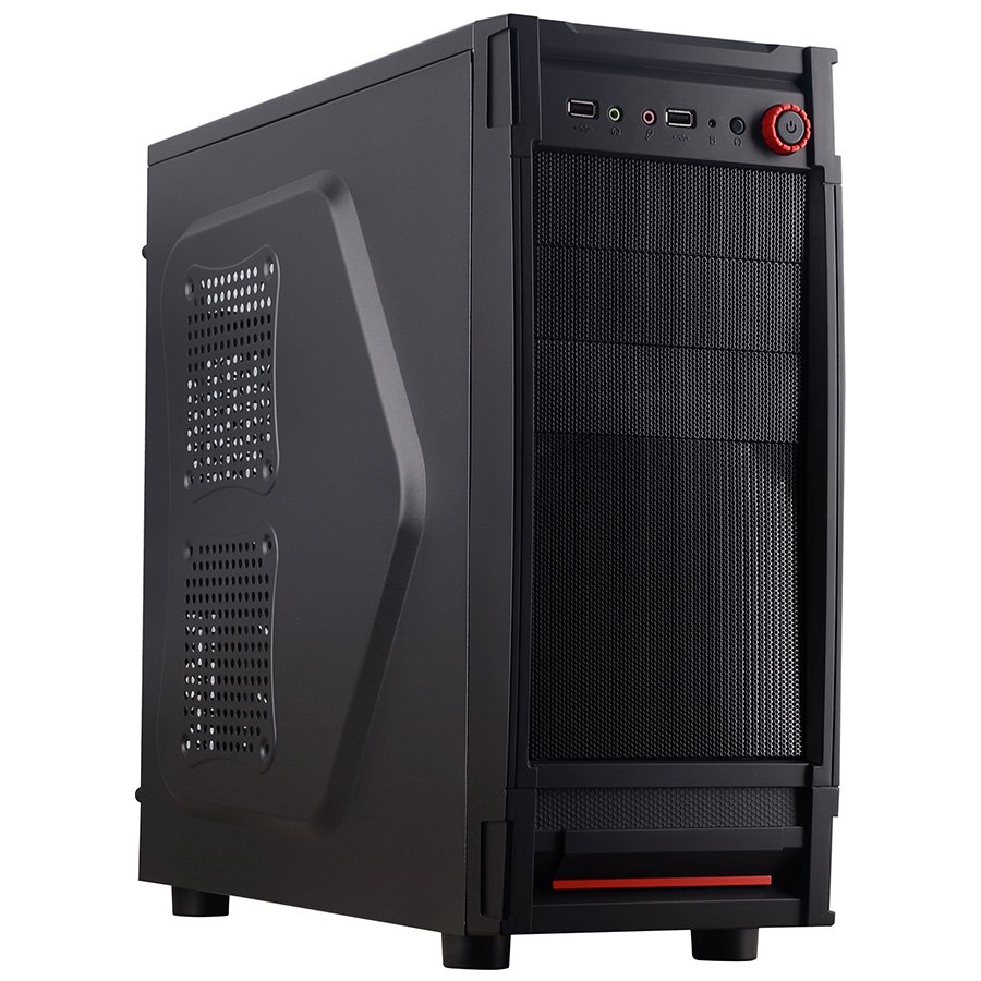 PC Chassis TRENDSONIC FC-E02A Chassis E02A, ATX/ MICRO ATX, 7 slots, 2 X 5.25", 4 X 3.5" H.D., 2 X 2.5" SSD, 2 X USB2.0 / 2 x AUDIO /, PSU Opt,1 X 120mm Front LED fan RED, 1 x 120mm Back Black FAN /opt/., 1 X 120mm Side LED fan /opt./, Black/RED