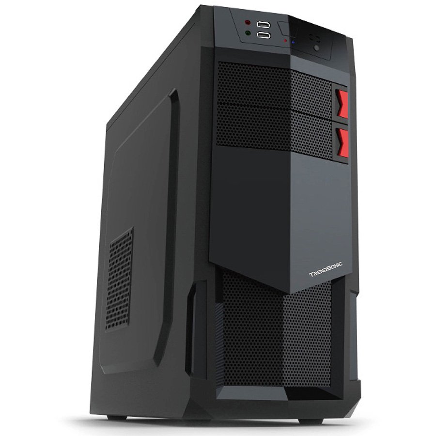 PC Chassis TRENDSONIC FC-E31A Chassis E31A, ATX/ MICRO ATX, 7 slots, 2 X 5.25", 4 X 3.5" H.D., 2 X 2.5" SSD, 2 X USB2.0 / 2 x AUDIO /, PSU Opt,1 X 120mm Front LED fan RED, 1 x 120mm Back Black FAN /opt/., 1 X 120mm Side LED fan /opt./, Black/RED
