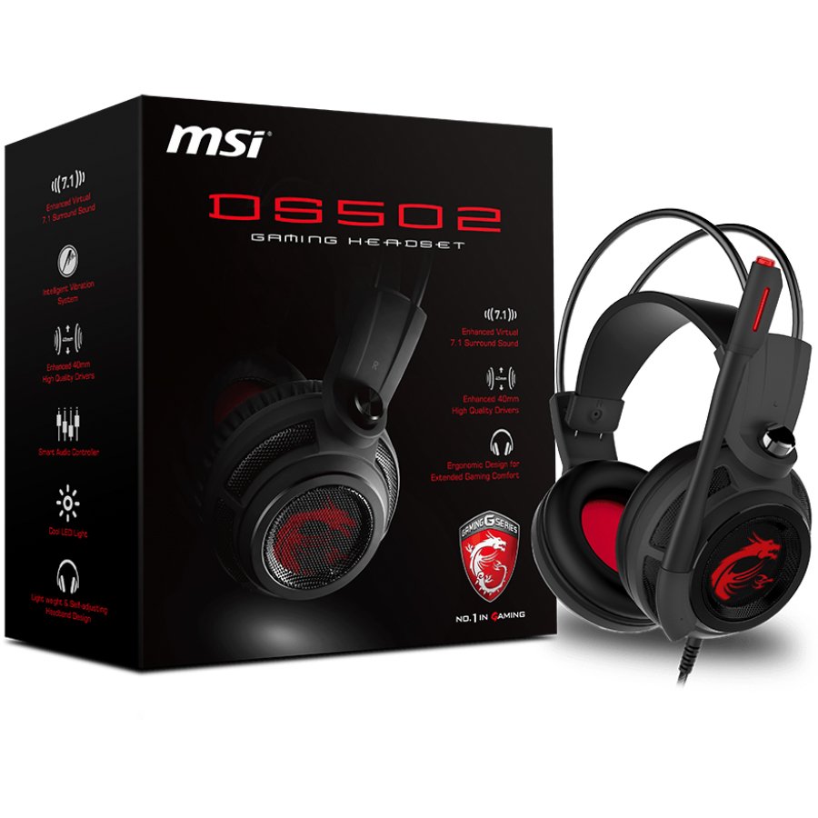 Multimedia - Headset MSI DS502_GAMING MSI DS502 GAMING HEADSET USB 105+3dB@1KHZ Sensitivity