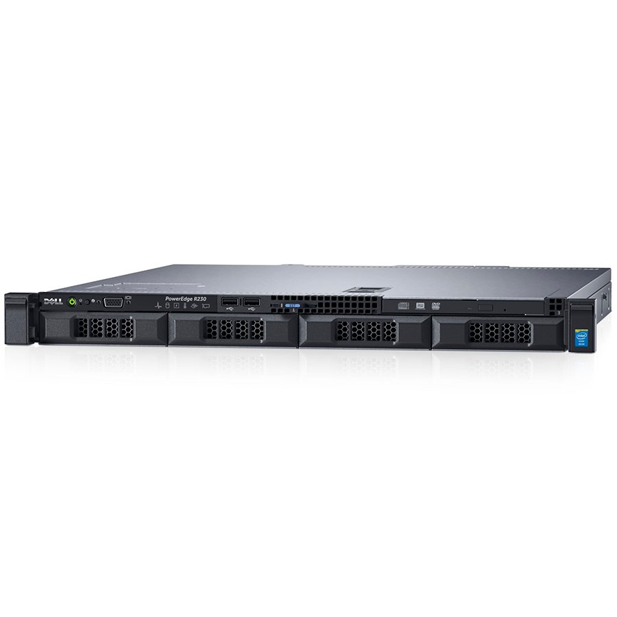Server DELL EMC R230E31220V54G1TBSR-14 Dell PowerEdge R230,Xeon E3-1220 v5 3.0GHz,Chassis with up to 4, 3.5 Cabled HDD and Embedded SATA,iDRAC8 Express,4GB UDIMM 2133MT/s ECC,1TB 7.2K RPM SATA 6Gbps 3.5"HDD, On-Board LOM 1GBE Dual Port,Single, Cabled Powe