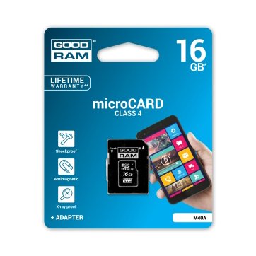 Memory ( flash cards ) GOODRAM M40A-0160R11 GOODRAM 16GB MICRO CARD class 4 +adapter