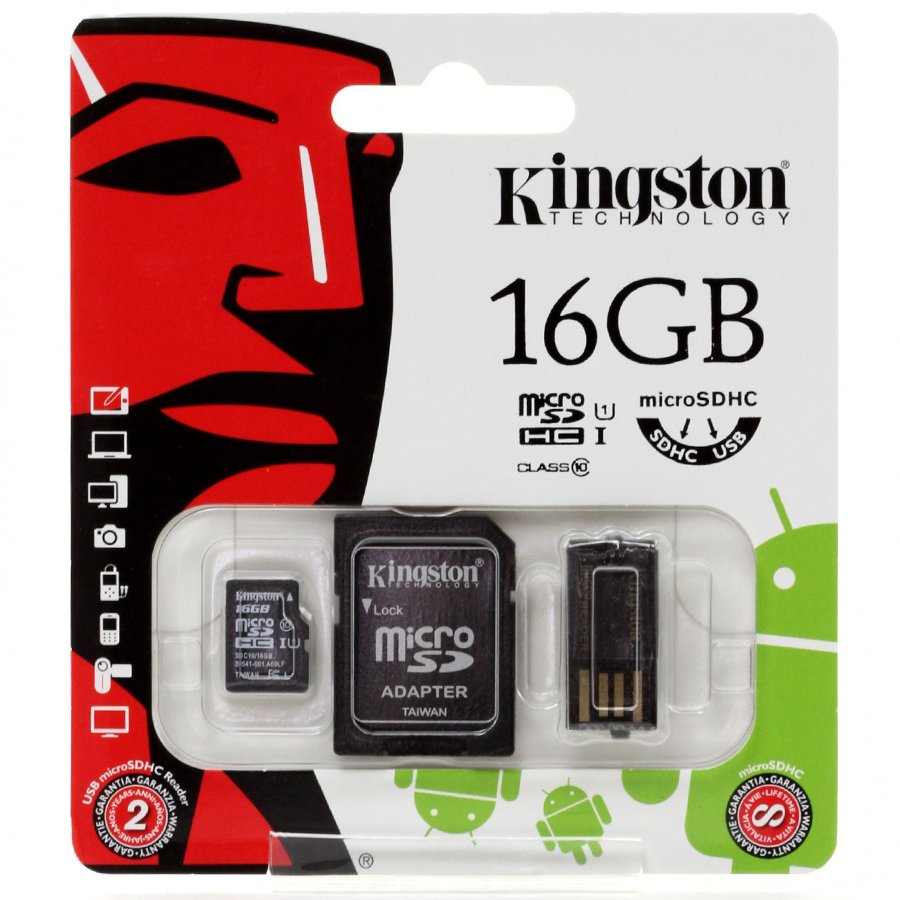 Memory ( flash cards ) KINGSTON MBLY10G2/16GB Kingston 16GB Multi Kit (Class 10 microSD + SD adapter + USB reader) Android, EAN: '740617183009