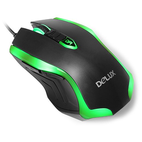 Input Devices - Mouse Box DELUX DLM-M556BU_BLACK_GREEN Input Devices - Mouse DELUX DLM-M556BU 5D Gaming 2400 dpi ,USB, Black/Green