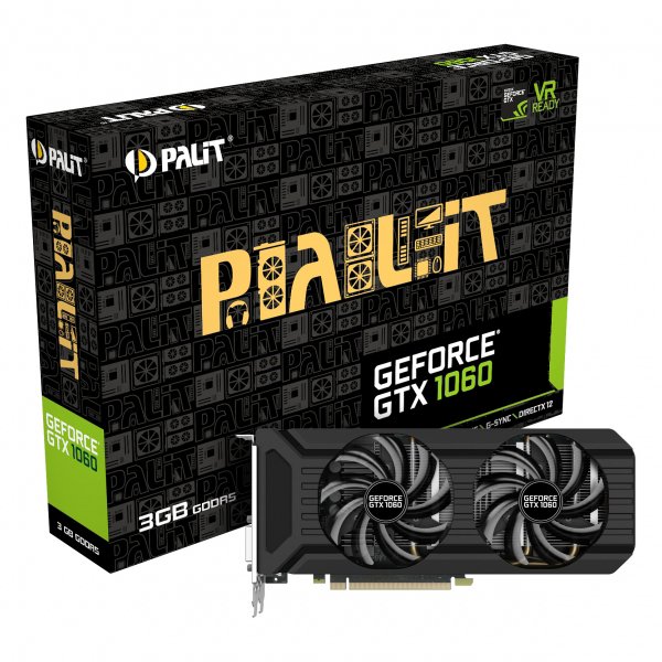 Video Card PALIT 4710636269271 PALIT Video Card GeForce GTX 1060 nVidia, Dual 3GB GDDR5, 192bit ,DVI,HDMI,DPx3 part# NE51060015F9D
