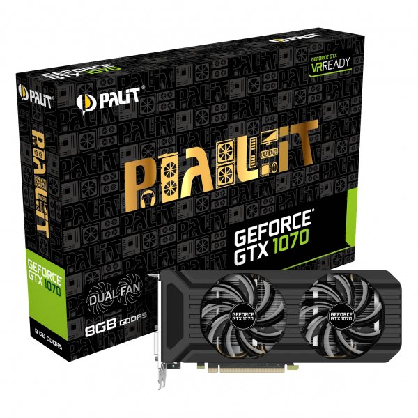 Video Card PALIT 4710636269219 PALIT Video Card GeForce GTX 1070 nVidia, Dual 8GB GDDR5X ,256bit , Dual DVI,HDMI,DP part# NE51070015P2D