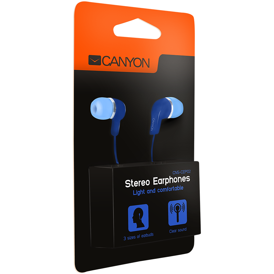 Multimedia - Headset CANYON CNS-CEPM02BL Stereo Earphones with inline microphone, Blue