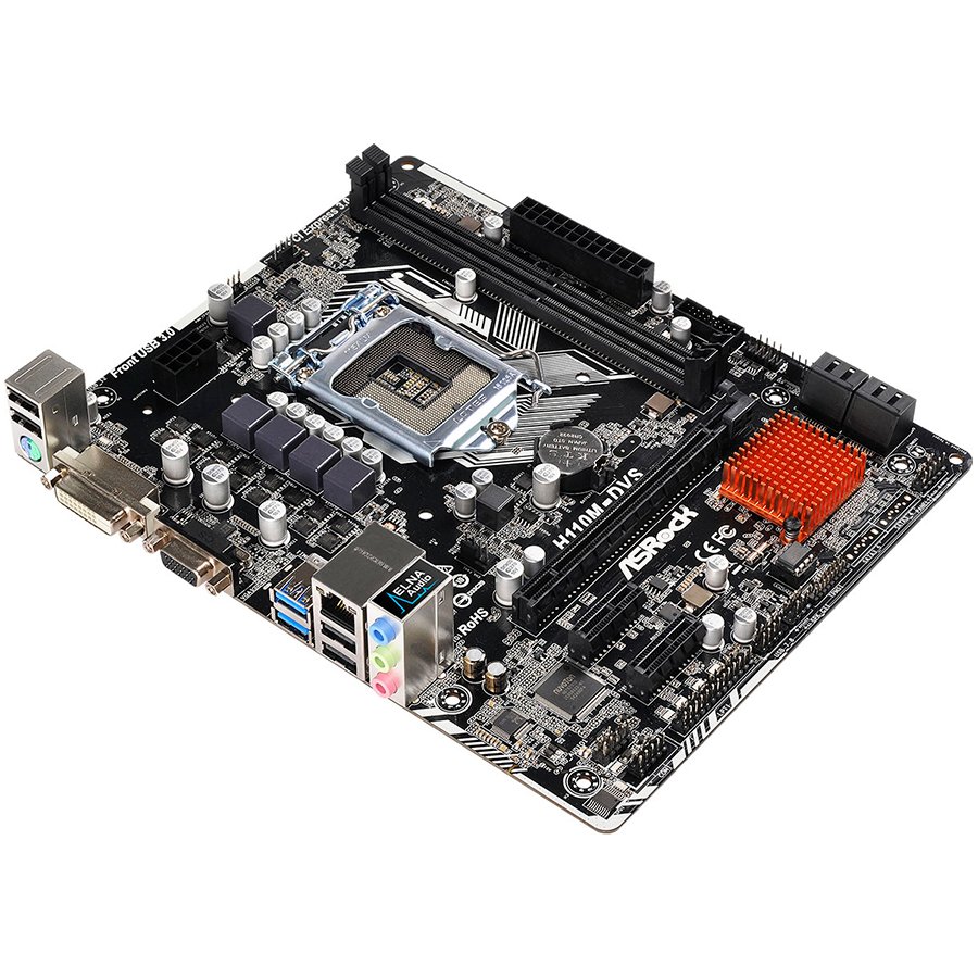 Main Board Desktop ASROCK H110M-DVS_R2.0_3Y ASROCK H110 (S1151, 2xDDR4,1xPCIE3.0 x16,2 x PCIE2.0 x1, 4xSATAIII, USB2.0, USB3.0, GLAN,VGA, DVI-D) mATX