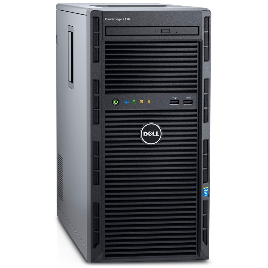 Server DELL EMC T130E31230V58G1TBSLSR-14 PowerEdge T130,Tower Chassis with up to 4x3.5" cabled HDD,Xeon E3-1230v5 3.4GHz,8M cache,8GB UDIMM RAM(1x8),DVD+/-RW,1TB 7.2K RPM SATA 6Gbps 3.5in ,Soft RAID,LAN 1Gbe 2 port, iDRAC8 Basic,3Y NBD