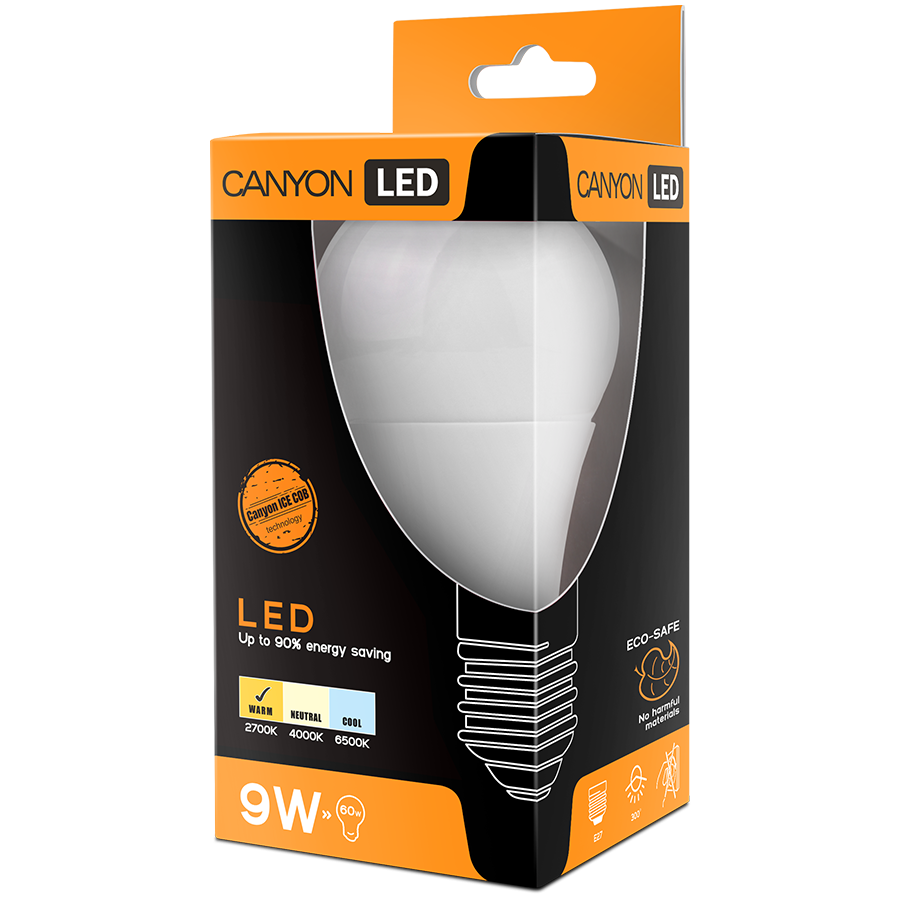 LED Lighting CANYON AE27FR9W230VW CANYON AE27FR9W230VW LED lamp, A60 shape, E27, 9W, 220-240V, 300°, 806 lm, 2700K, Ra>80, 50000 h