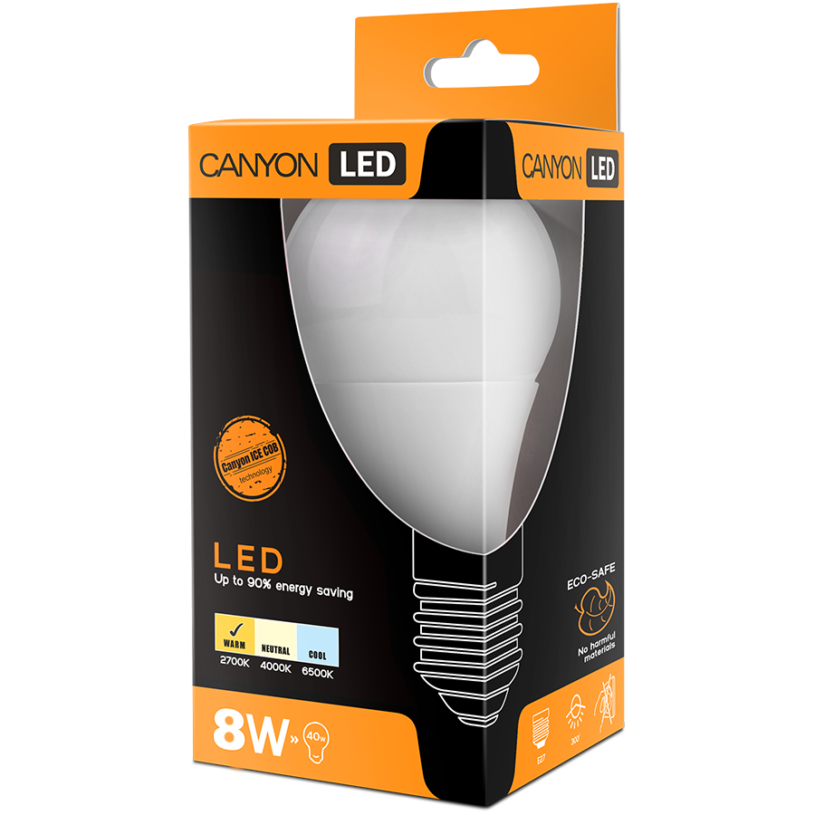 LED Lighting CANYON AE27FR8W230VW CANYON AE27FR8W230VW LED lamp, A60 shape, E27, 8W, 220-240V, 300°, 640 lm, 2700K, Ra>80, 50000 h