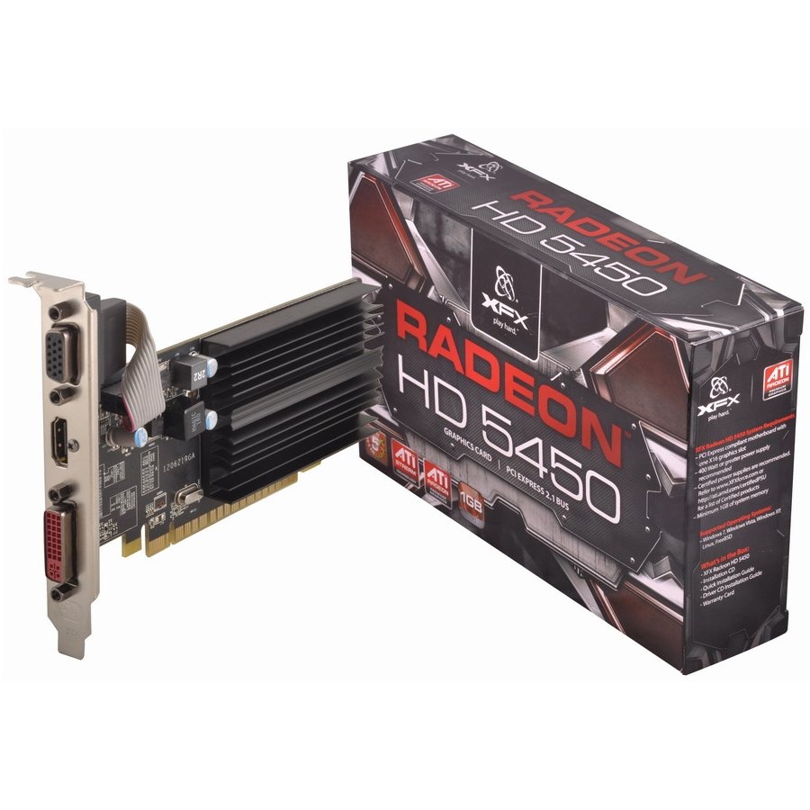 Video Card XFX HD-545X-ZKH2 XFX Video Card AMD Radeon HD 5450 650M 1GB DDR3 DP DVI VGA PCI-E
