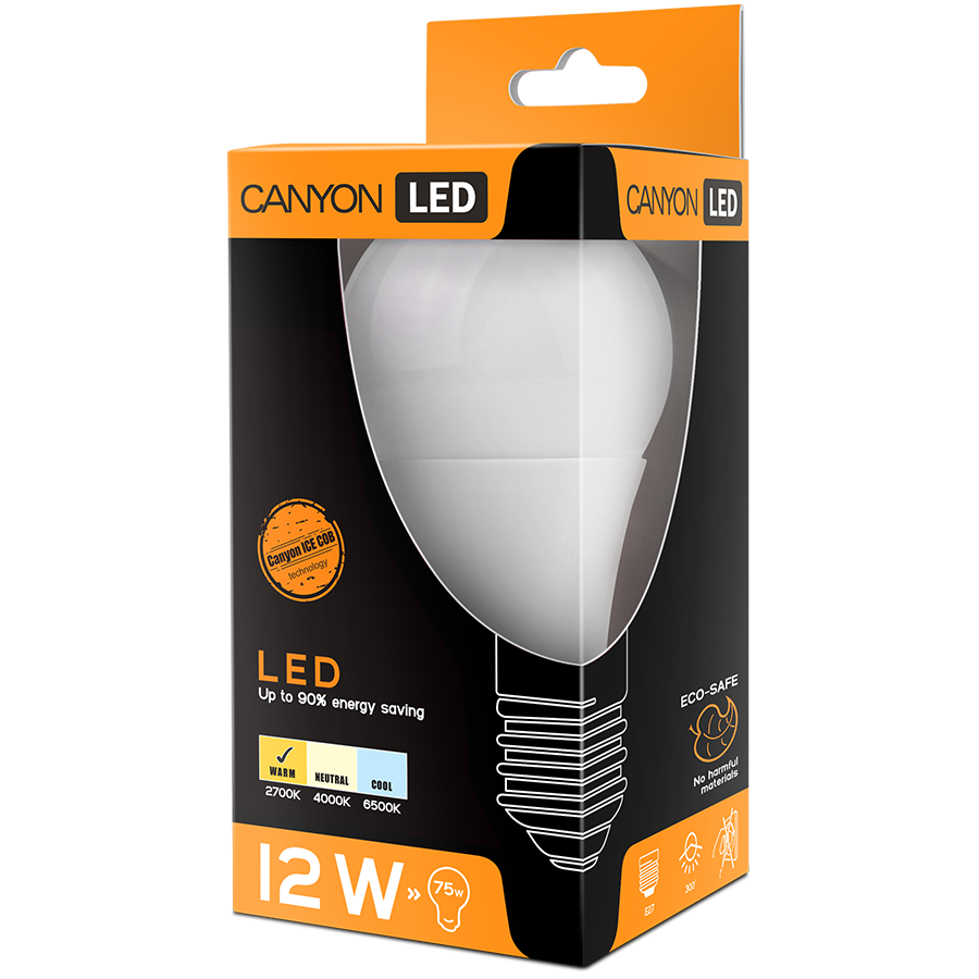 LED Lighting CANYON AE27FR12W230VW CANYON AE27FR12W230VW LED lamp, A60 shape, E27, 12W, 220-240V, 300°, 1055 lm, 2700K, Ra>80, 50000 h