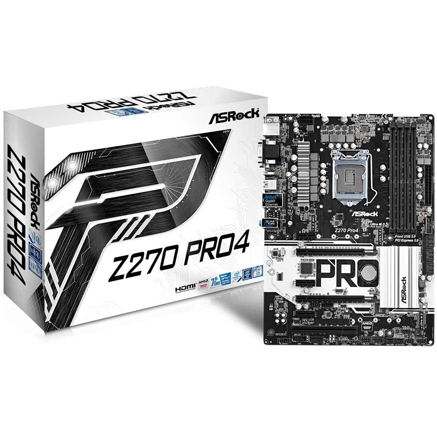 Main Board Desktop ASROCK Z270_PRO4 ASROCK Z270 (S1151, 4xDDR4,2xPCI-Ex16,3xPCI-Ex1, 1xPCI, VGA,DVI,HDMI,3 x M.2 (2 for SSD, 1 for WiFi), RAID, USB3, Type-C, PS/2x1 ( Header COM,TPM) ATX