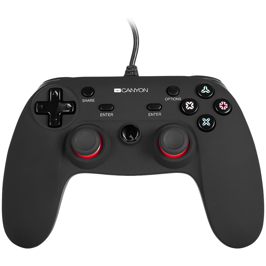 Gaming Accessories CANYON CND-GP5 Wired controller gamepad with hand-cooling, vibration feedback, tigger and rubberized surface(Compatible with PC, PS4)