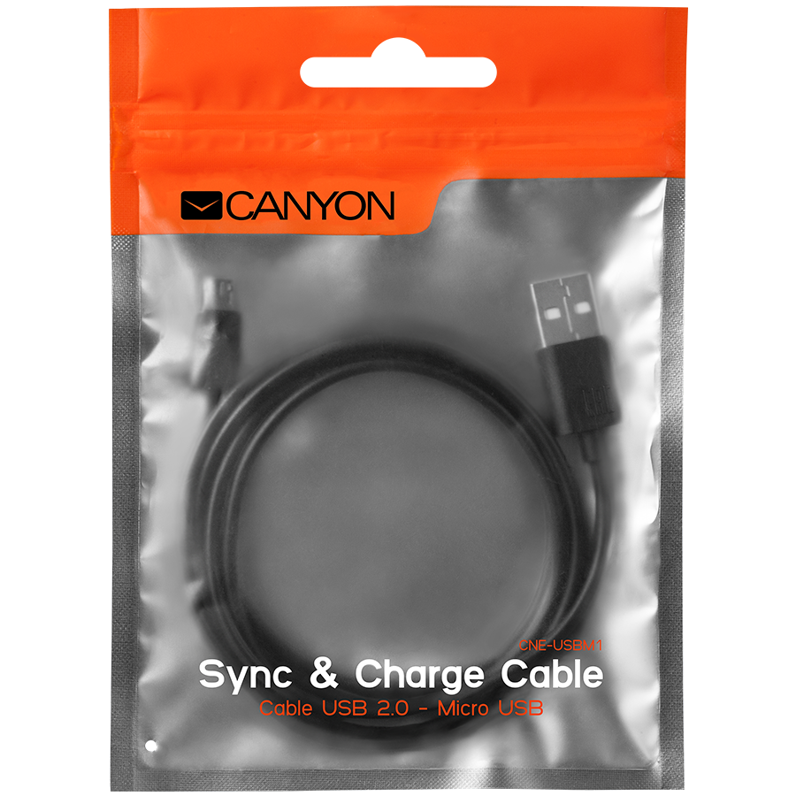 Cables USB CANYON CNE-USBM1B Micro USB cable, 1M, Black