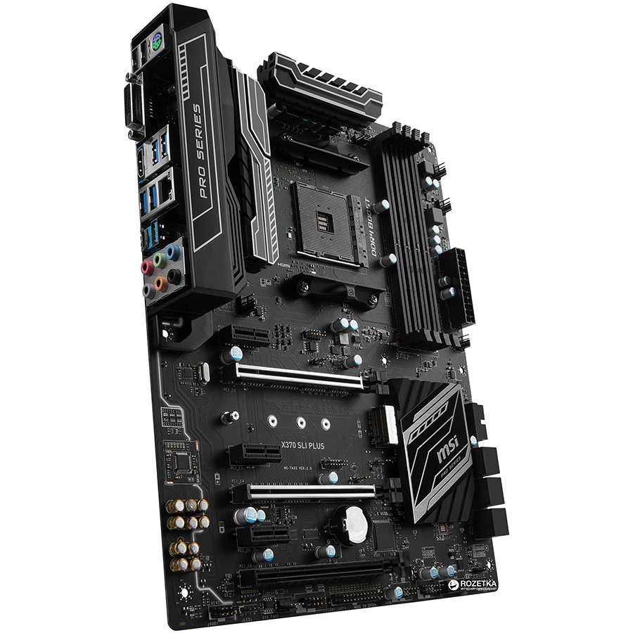 Main Board Desktop MSI X370_SLI_PLUS MSI Main Board Desktop X370 (SAM4, 4xDDR4, 2xPCI-E3.0x16, 1xPCI_E2.0x16,3xPCI-Ex1, USB3.1, USB2.0 ,6xSATA III, 1xM.2, Raid, DVI-D, HDMI, GLAN) ATX Retail