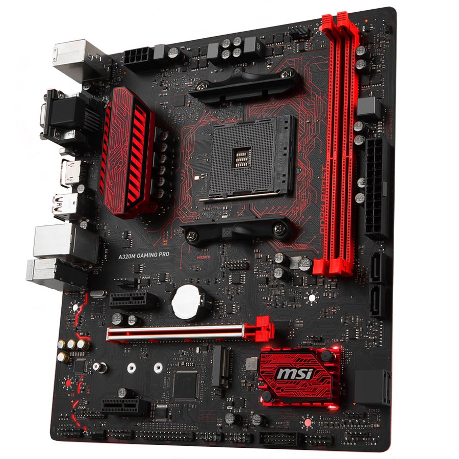Main Board Desktop MSI A320M_GAMING_PRO MSI Main Board Desktop A320 (SAM4, 2xDDR4, PCI-Ex16, 2xPCI-Ex1, USB3.1, USB2.0 ,4xSATA III, M.2, Raid, VGA, DVI-D, HDMI, GLAN) mATX Retail