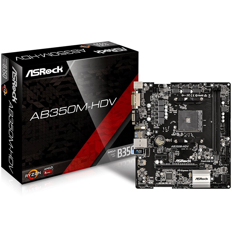 Main Board Desktop ASROCK AB350M-HDV_3Y ASROCK Main Board Desktop AM4 B350 (SAM4,2xDDR4,2xPCI 3.0x16,PCI E 2.0x1 , SATA III,M2,USB3.0,DVD,HDMI,GLAN) mATX Retail