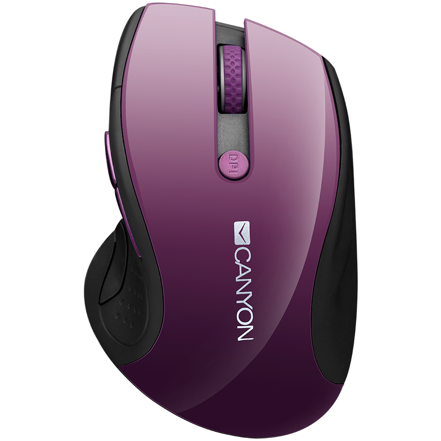 Input Devices - Mouse Box CANYON CNS-CMSW01P 2.4Ghz wireless mouse, optical tracking - blue LED, 6 buttons, DPI 1000/1200/1600, Purple pearl glossy