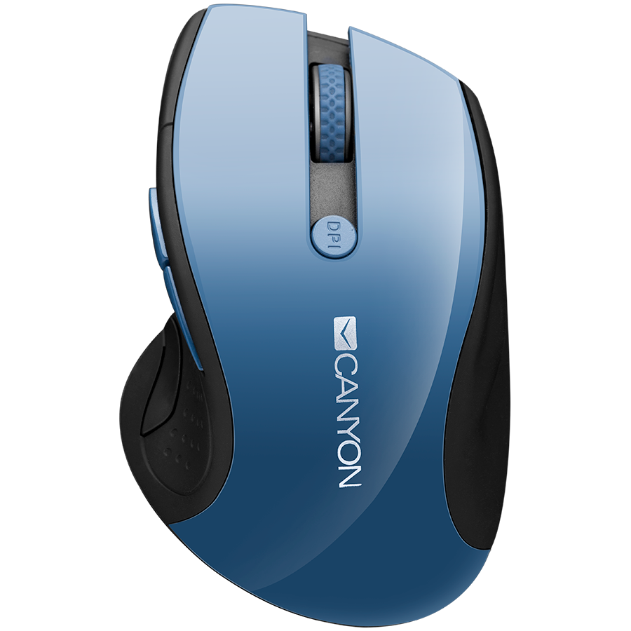 Input Devices - Mouse Box CANYON CNS-CMSW01BL 2.4Ghz wireless mouse, optical tracking - blue LED, 6 buttons, DPI 1000/1200/1600, Blue Gray pearl glossy