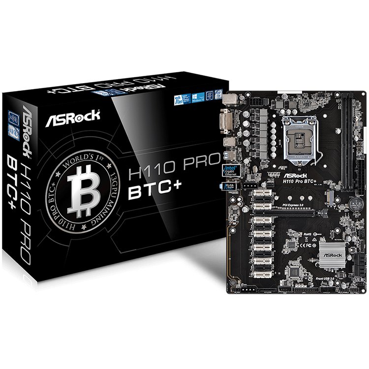 Main Board Desktop ASROCK H110_PRO_BTC_PLUS ASROCK Main Board Desktop iH110 (S1151, 2xDDR4,12xPCI-E 2.0x1, 1xPCI-E2.0x16, USB3.0,SATA III,GLAN,7.1ch, DVI,) ATX Retail