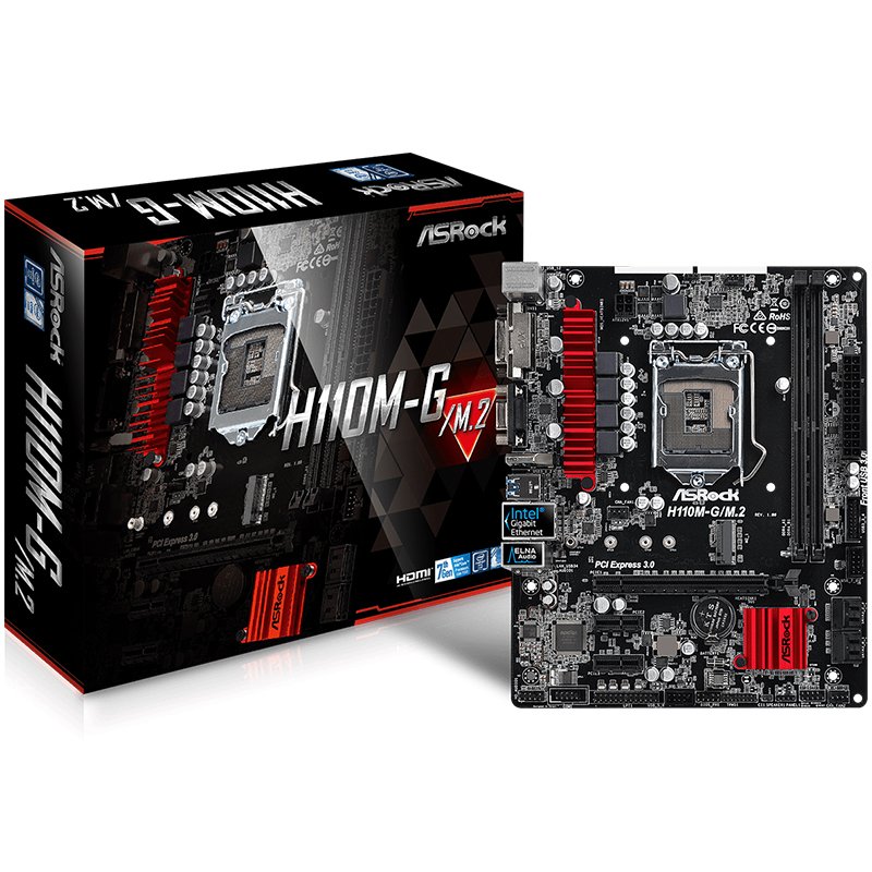 Main Board Desktop ASROCK H110M-G/M.2 ASROCK H110 (S1151, 2xDDR4,1xPCI E 3.0 x16,1xPCI E 2.0x1, SATA III ,GLAN, HDMI / DVD-D/ D-Sub, USB3.0, Header (LPT, Com) ) mATX retail