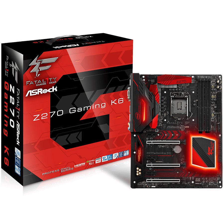 Main Board Desktop ASROCK Z270_GAMING_K6 ASROCK Main Board Desktop Z270 (S1151, 4xDDR4,3xPCIe x16,3xPCI Ex1, 8 SATA3, 2 Ultra M.2 (PCIe Gen3 x4 & SATA3) ,GLAN,VGA,DVI,HDMI, 2 USB 3.1 10Gb/s (1 Type-A + 1 Type-C),) ATX retail
