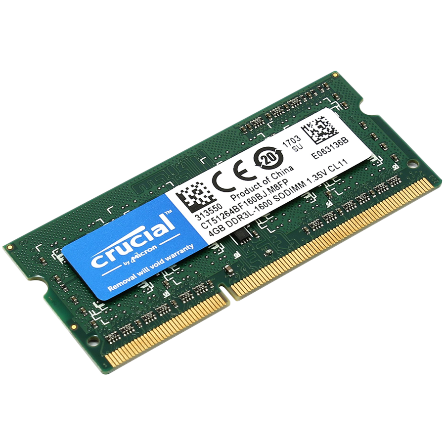 Memory ( Mobile ) CRUCIAL CT51264BF160BJ Crucial RAM 4GB DDR3L 1600 MT/s (PC3-12800) CL11 SODIMM 204pin 1.35V/1.5V Single Ranked